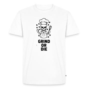 Grind ou Le Vecteur Barista du Crâne - T-shirt Premium bio Homme - blanc - Devant - Nico (187cm)