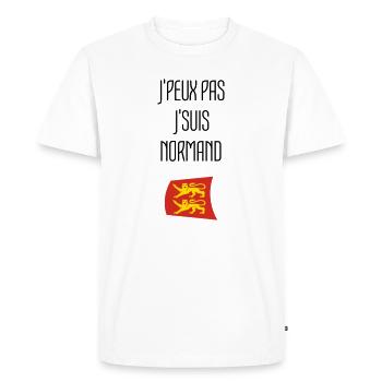 j'peux pas j'suis normand - Normandie - T-shirt Premium bio Homme - blanc - Devant - Nico (187cm)