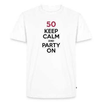 50 - Keep Calm and Party On - Men's Premium Organic T-Shirt - white - Front - Nico (187cm)