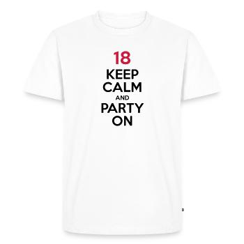 18 - Keep Calm and Party On - Men's Premium Organic T-Shirt - white - Front - Nico (187cm)