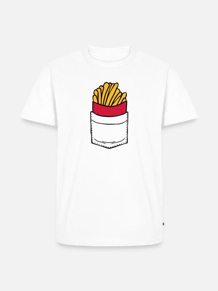 Brusttasche Pommes Frites - Männer Premium Bio T-Shirt - Weiß