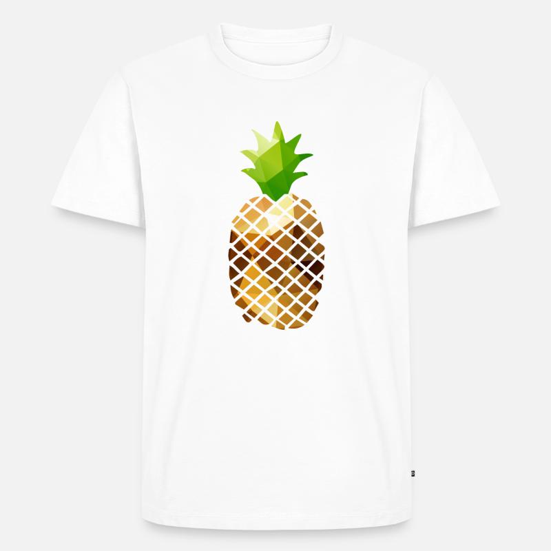 Pineapple (Low Poly) - Männer Premium Bio T-Shirt - Weiß