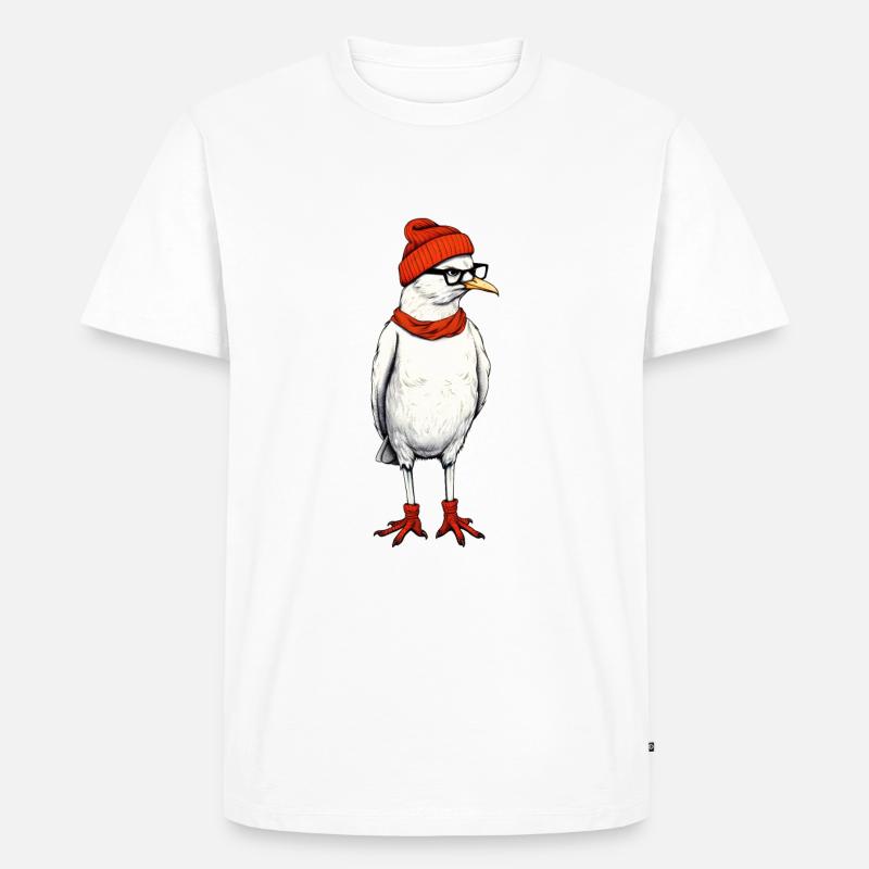Hipster Möwe - Männer Premium Bio T-Shirt - Weiß