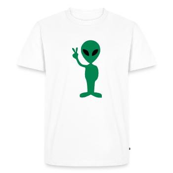 Alien Peace - Men's Premium Organic T-Shirt - white - Front - Nico (187cm)