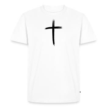 Kreuz - Männer Premium Bio T-Shirt - Weiß - Vorne - Nico (187cm)