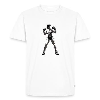 Woman Boxer - Sports Design - Men's Premium Organic T-Shirt - white - Front - Nico (187cm)