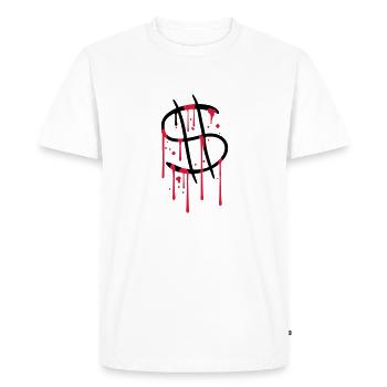 gouttes de sang graffiti spray liquide symbole dollar zei - T-shirt Premium bio Homme - blanc - Devant - Nico (187cm)