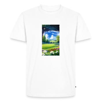 Paysage avec 4 zones, IA générative - T-shirt Premium bio Homme - blanc - Devant - Nico (187cm)