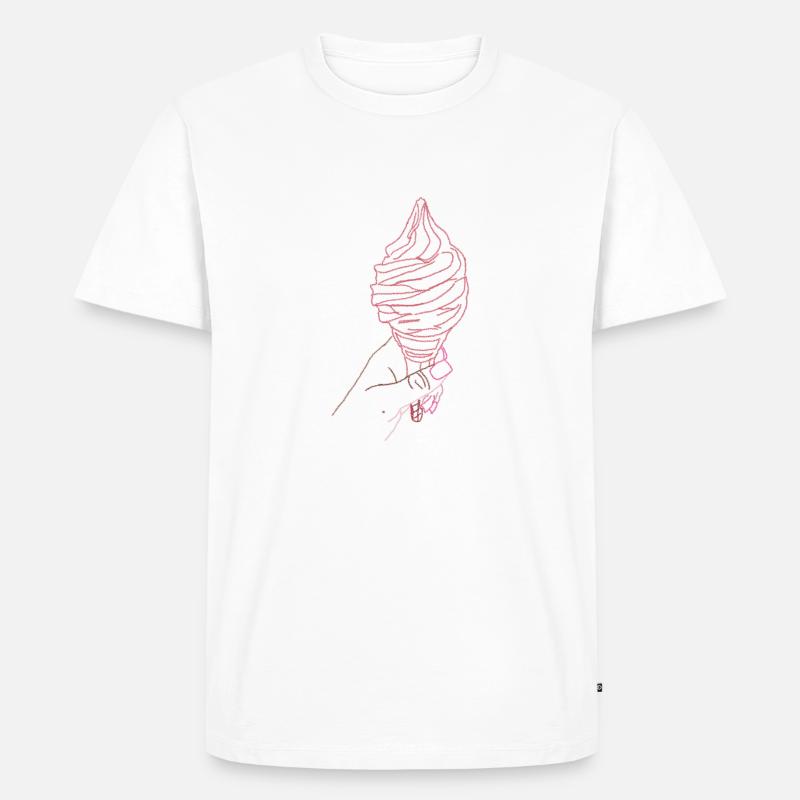 Julore Damenhand mit Eiscreme - Männer Premium Bio T-Shirt - Weiß