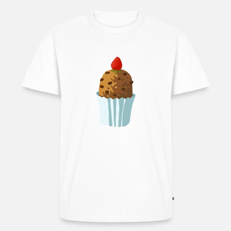 schmackhaftes Schokotörtchen mit Erdbeere - Männer Premium Bio T-Shirt - Weiß