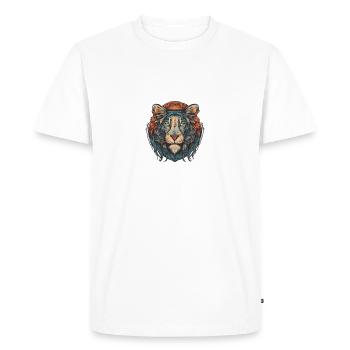 Capitaine Lion majestueux - T-shirt Premium bio Homme - blanc - Devant - Nico (187cm)