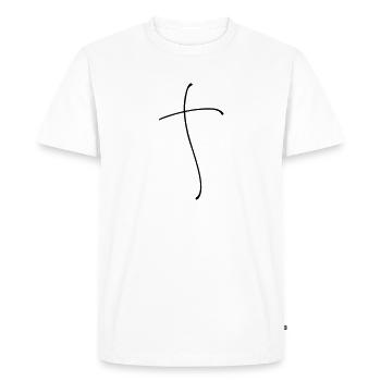 Plain Cross Line - Men's Premium Organic T-Shirt - white - Front - Nico (187cm)