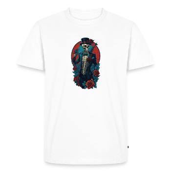 Skeleton with suit and hat and roses Cool Comic - Men's Premium Organic T-Shirt - white - Front - Nico (187cm)