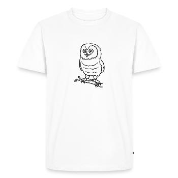 Belle chouette doux sur une branche - T-shirt Premium bio Homme - blanc - Devant - Nico (187cm)
