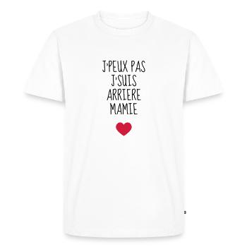 Arrière Mamie / Mamy / Grand Mère / Famille - T-shirt Premium bio Homme - blanc - Devant - Nico (187cm)