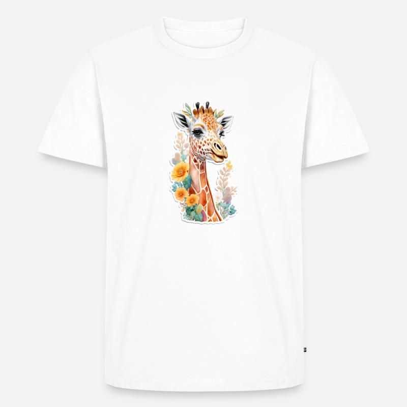 Giraffe - Männer Premium Bio T-Shirt - Weiß
