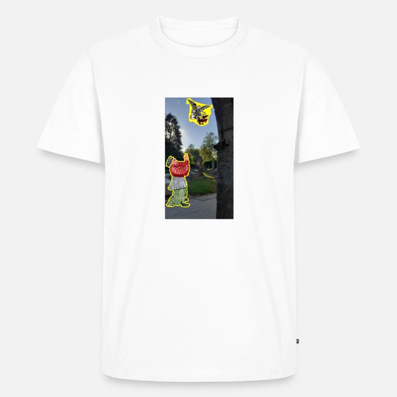 Der Heilige Michael zermalmt Satan - Männer Premium Bio T-Shirt - Weiß