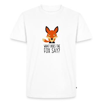 Qu est-ce que le renard dit? - T-shirt Premium bio Homme - blanc - Devant - Nico (187cm)