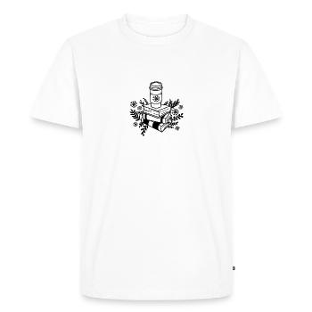 Book Stack Booklover Cozy Bookmas Books - Men's Premium Organic T-Shirt - white - Front - Nico (187cm)