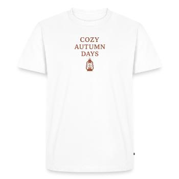 Journées d’automne agréables avec motif de lanterne - T-shirt Premium bio Homme - blanc - Devant - Nico (187cm)