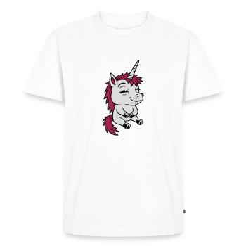 Petite licorne comique sédentaire - T-shirt Premium bio Homme - blanc - Devant - Nico (187cm)