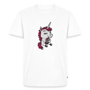 Boba Tea Drinking Unicorn - Men's Premium Organic T-Shirt - white - Front - Nico (187cm)
