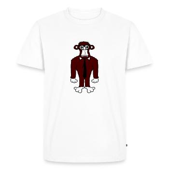 Clever Nerd Gorilla Lunettes à monture de corne Geek Tie Fun - T-shirt Premium bio Homme - blanc - Devant - Nico (187cm)