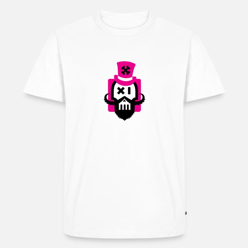 Bartschädel Magenta - Männer Premium Bio T-Shirt - Weiß