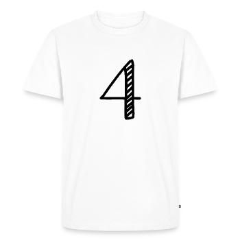 4 ANS. 4e ANNIVERSAIRE. ANNIVERSAIRE 4 ANS. 4 - T-shirt Premium bio Homme - blanc - Devant - Nico (187cm)