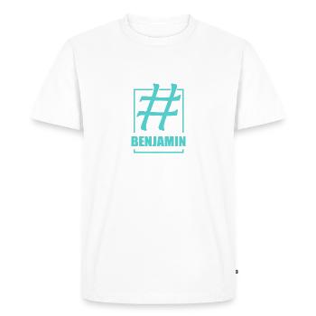 Benjamin - Men's Premium Organic T-Shirt - white - Front - Nico (187cm)