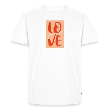 Love Yourself - Men's Premium Organic T-Shirt - white - Front - Nico (187cm)