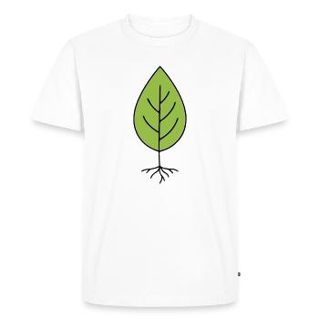 Motif feuille minimaliste vert - T-shirt Premium bio Homme - blanc - Devant - Nico (187cm)