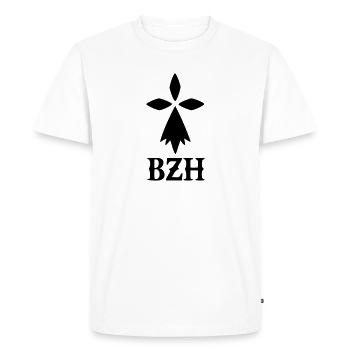 Hermine breton BZH bretagne - T-shirt Premium bio Homme - blanc - Devant - Nico (187cm)