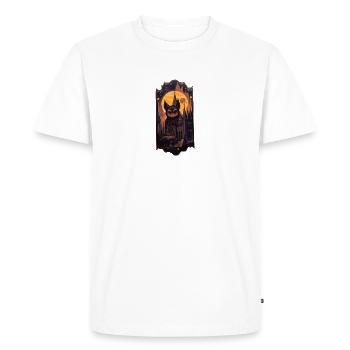 cute cat around a church - Men's Premium Organic T-Shirt - white - Front - Nico (187cm)