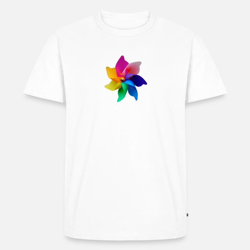 Windmühle in Regenbogenfarben - Männer Premium Bio T-Shirt - Weiß