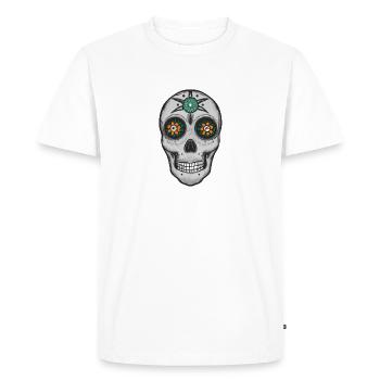 Crâne de style mexicain, Día de Muertos - T-shirt Premium bio Homme - blanc - Devant - Nico (187cm)