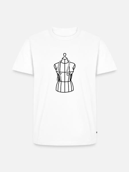 Schneiderpuppe mit Massband - Männer Premium Bio T-Shirt - Weiß