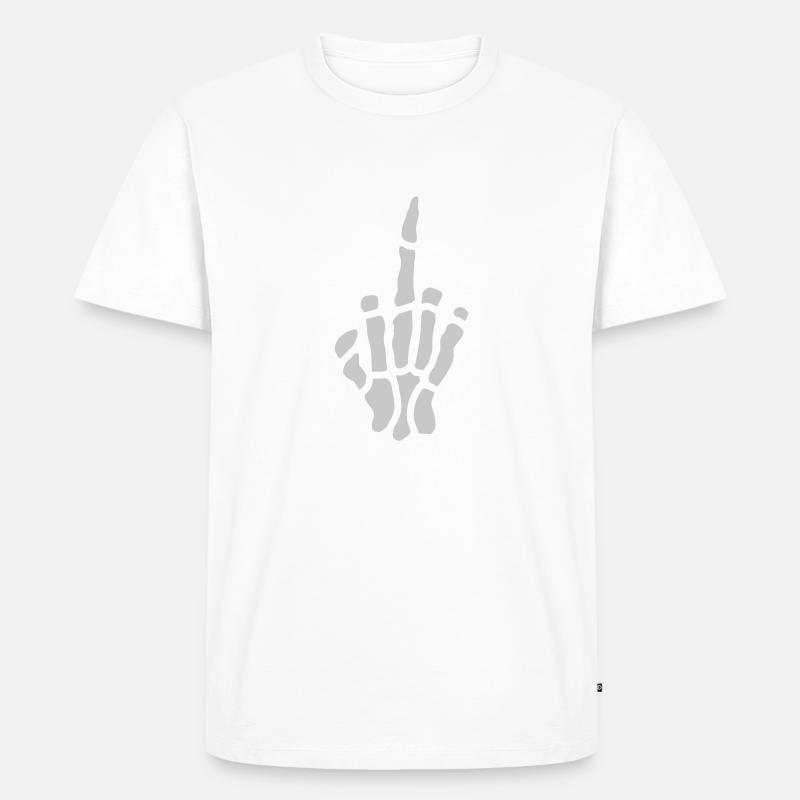 Comic Frech Mittelfinger Knochen - Männer Premium Bio T-Shirt - Weiß