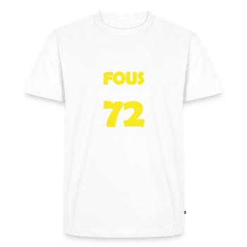 je m en fous j ai 72 ans / humour anniversaire - T-shirt Premium bio Homme - blanc - Devant - Nico (187cm)