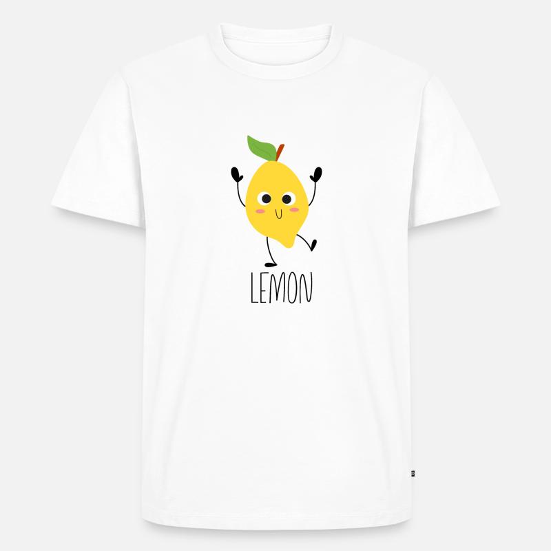 Glückliche Zitrone Comic - Männer Premium Bio T-Shirt - Weiß