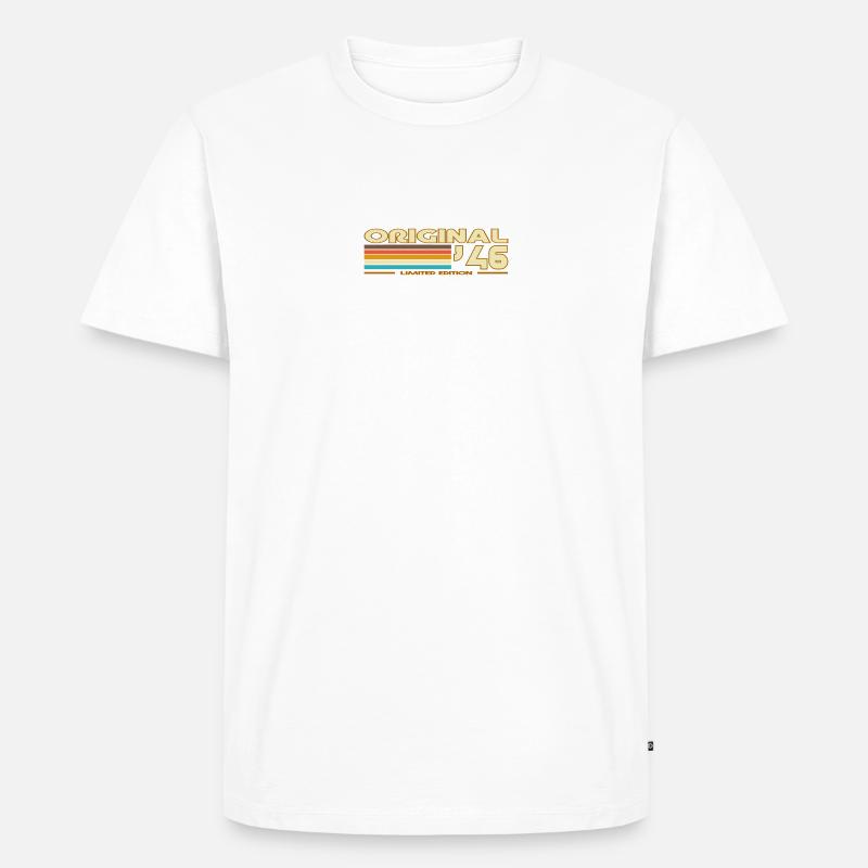 Originale 46 Pastellstreifen - Männer Premium Bio T-Shirt - Weiß
