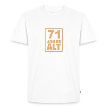 71 ans - T-shirt Premium bio Homme - blanc - Devant - Nico (187cm)