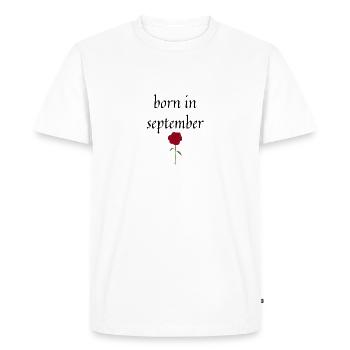 né en septembre - T-shirt Premium bio Homme - blanc - Devant - Nico (187cm)
