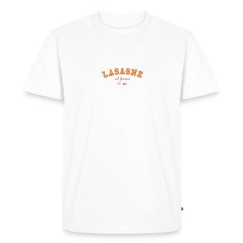 Lasagne cuite au four design collège - T-shirt Premium bio Homme - blanc - Devant - Nico (187cm)