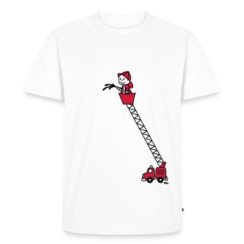Feuerwehrmann mit Feuerwehrauto (c) - Men's Premium Organic T-Shirt - white - Front - Nico (187cm)
