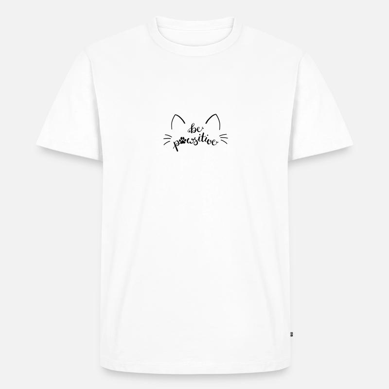 Cat be pawsitive - Männer Premium Bio T-Shirt - Weiß