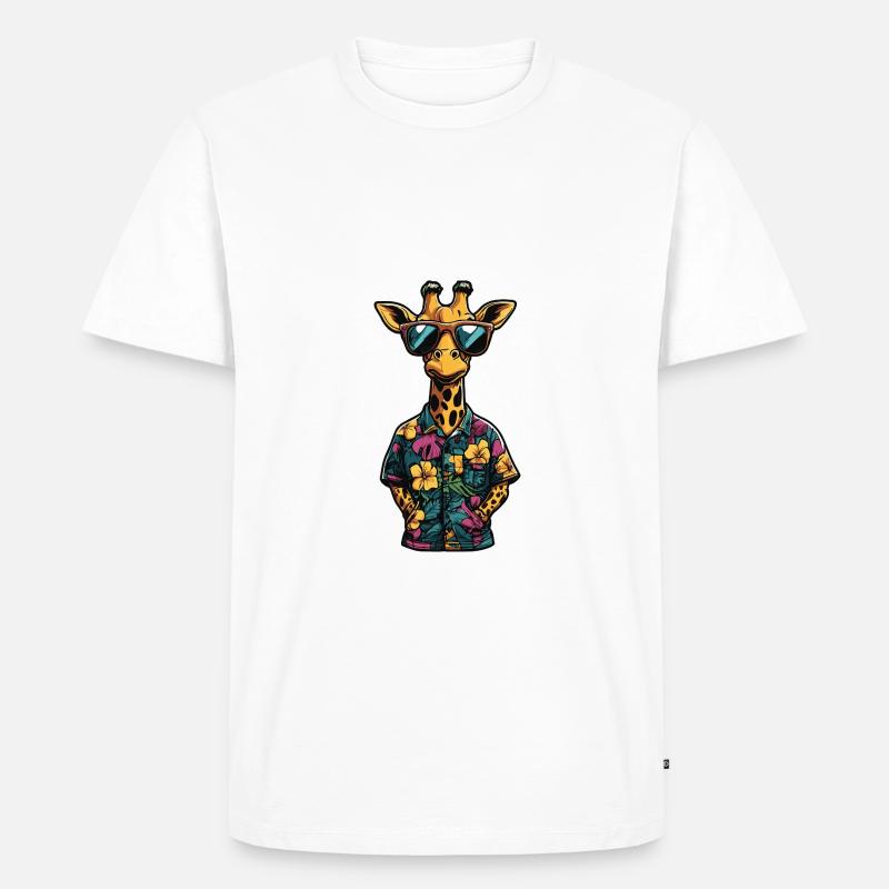 Giraffe Comic Urlaub - Männer Premium Bio T-Shirt - Weiß