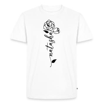 Natasha Nom Prénom Nom Fleur - T-shirt Premium bio Homme - blanc - Devant - Nico (187cm)