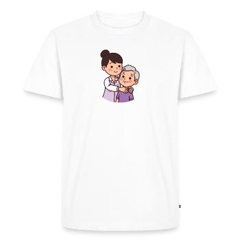 T-shirt aide-soignante kawaii soin personne âgée  - T-shirt Premium bio Homme - blanc - Devant - Nico (187cm)