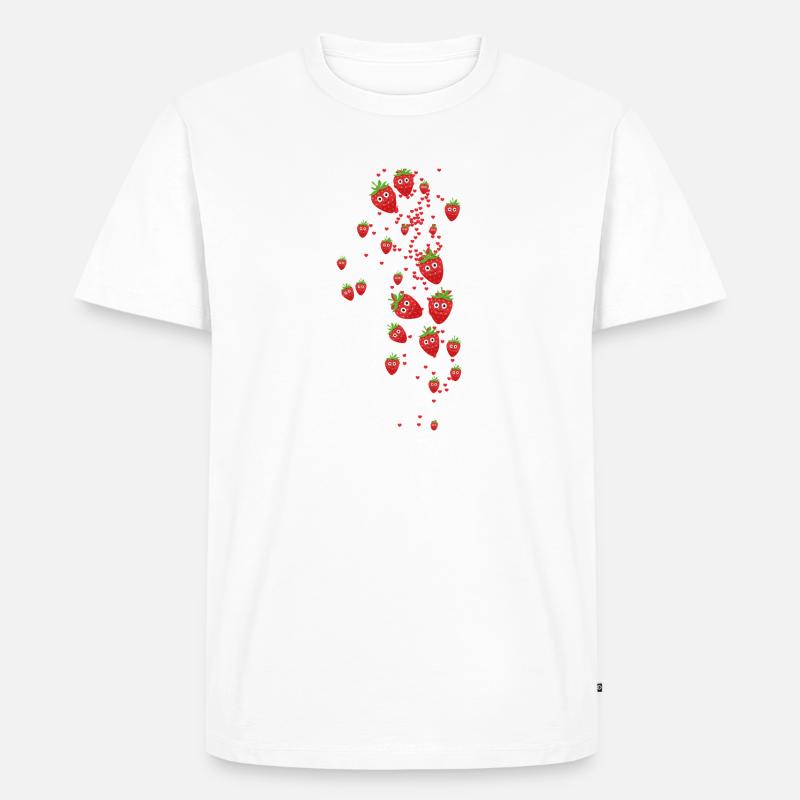 erdbeeren,erdbeere,muster,herzen - Männer Premium Bio T-Shirt - Weiß